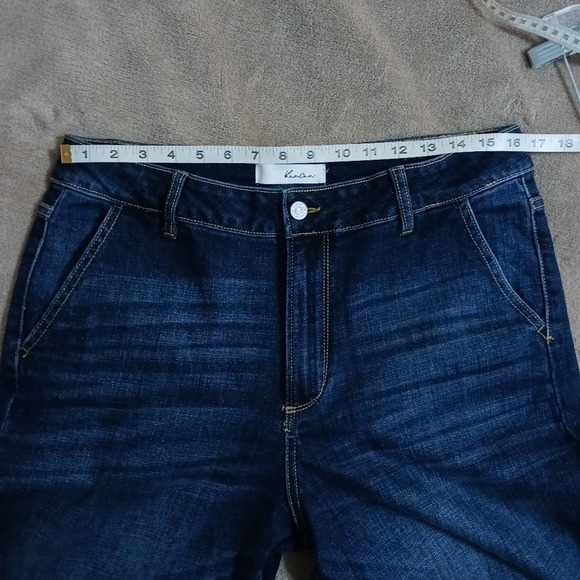 Wide leg jeans Kancan sz 31 style KC7126D dark wash with whiskering high rise - Picture 10 of 15
